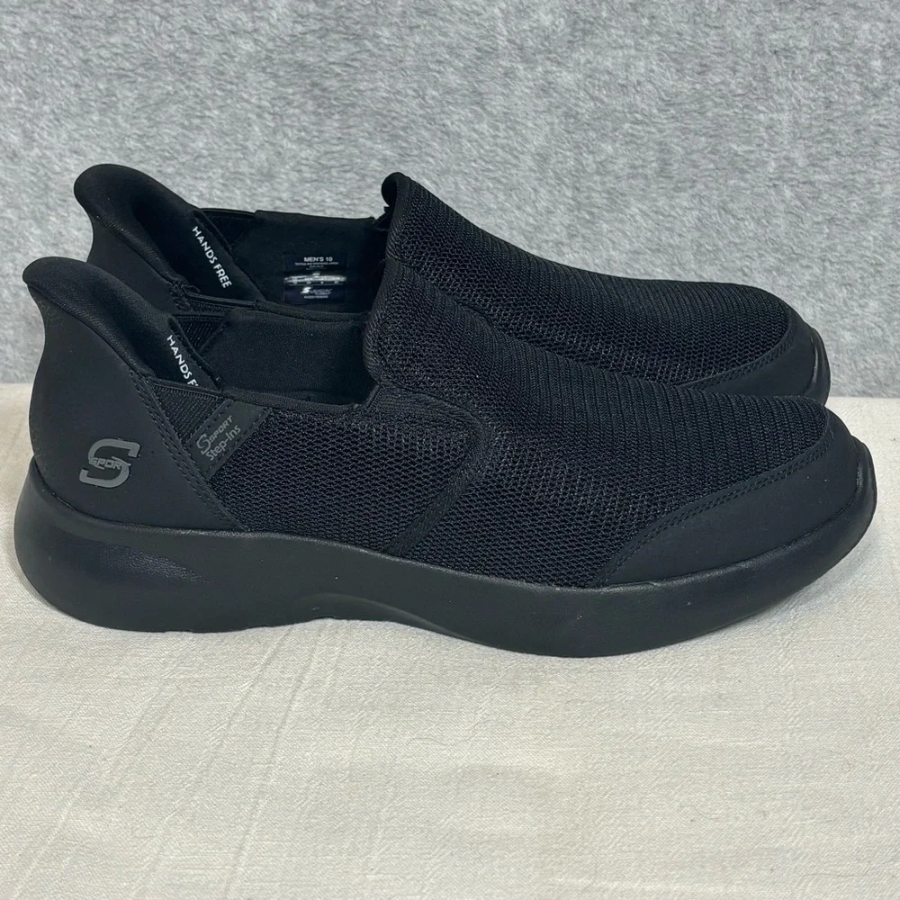 Skechers S Sport Presley Hands Free Step-Ins Slip-On Sneakers-Black-Men Size 10